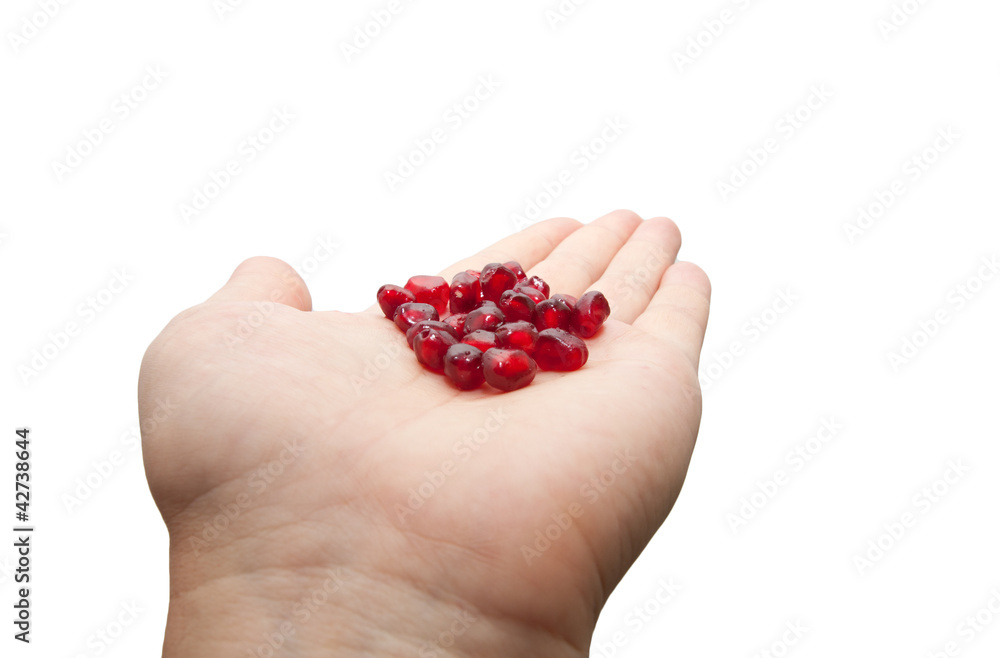 red pomegranate in his hand red pomegranate in his hand
