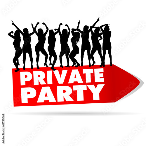 sign for private party with girl silhouette photo