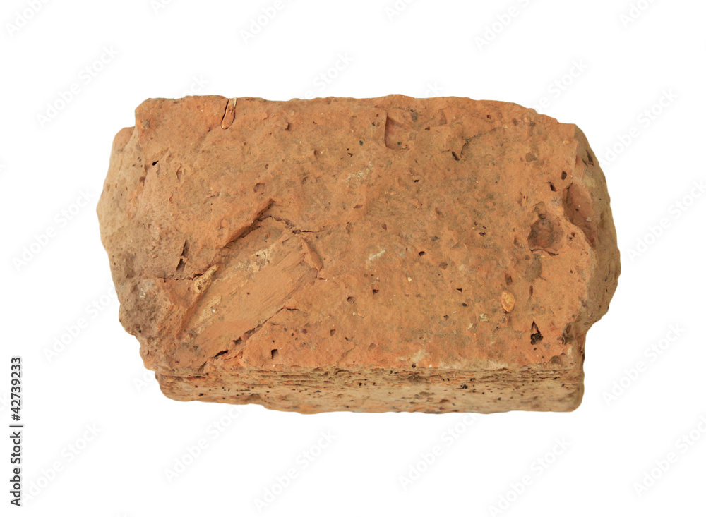 a piece of brick on a white background