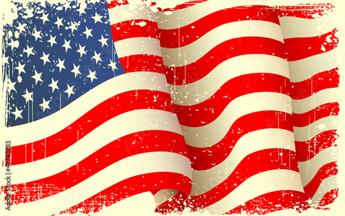 Grungy American Flag Waving