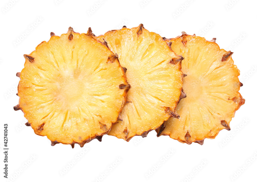 sliced pineapple on white background sliced pineapple on white background