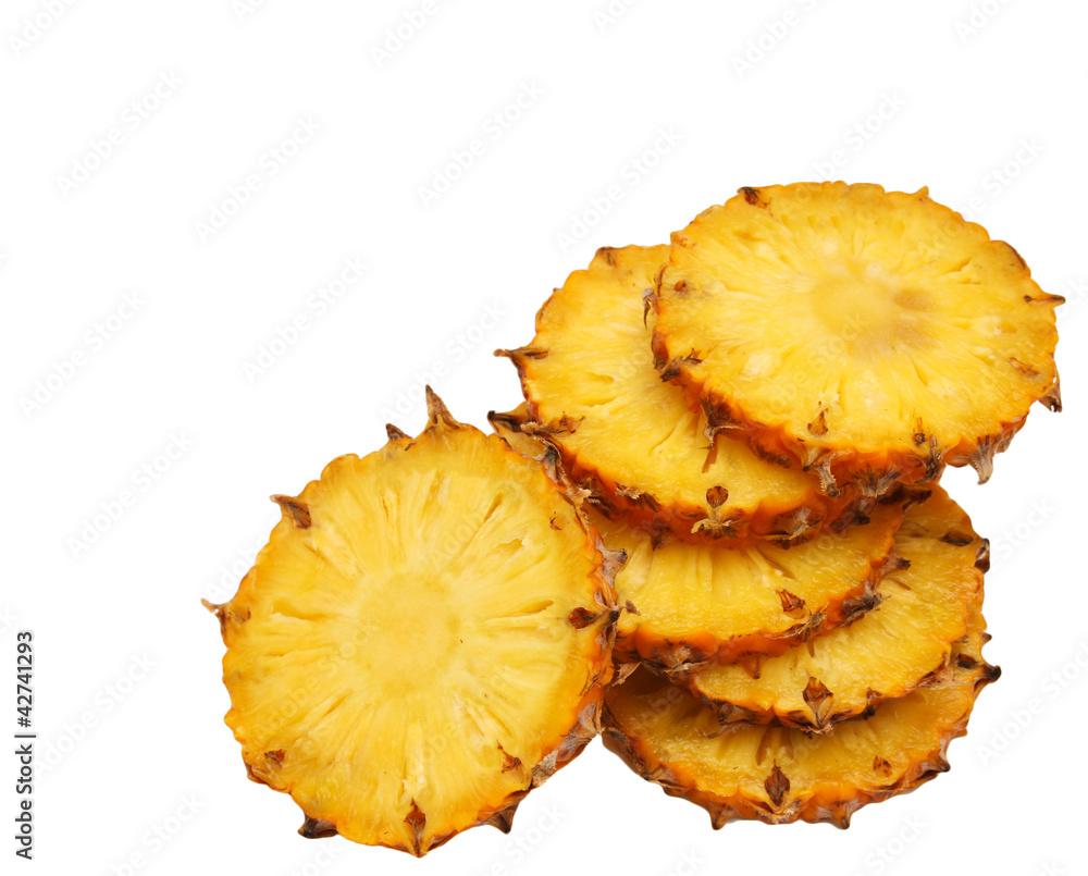 sliced pineapple on white background sliced pineapple on white background
