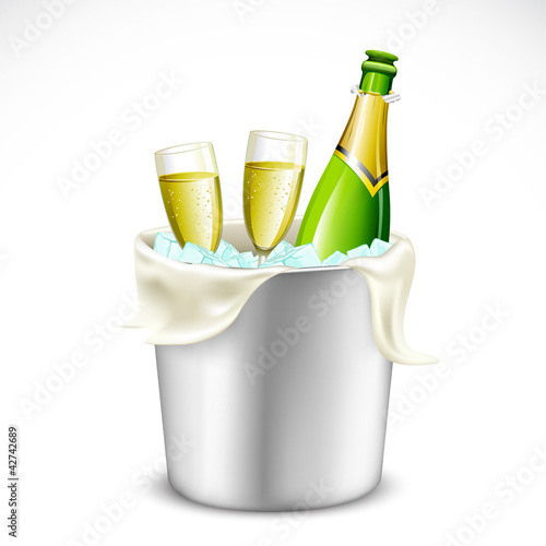 Champagne Glass and Bottle in Bucket