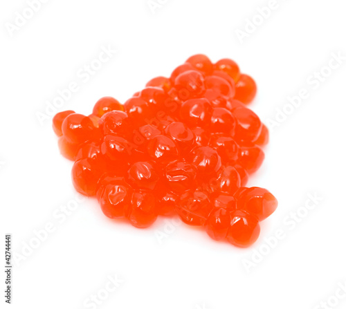 Red salmon caviar heap isolated on white
