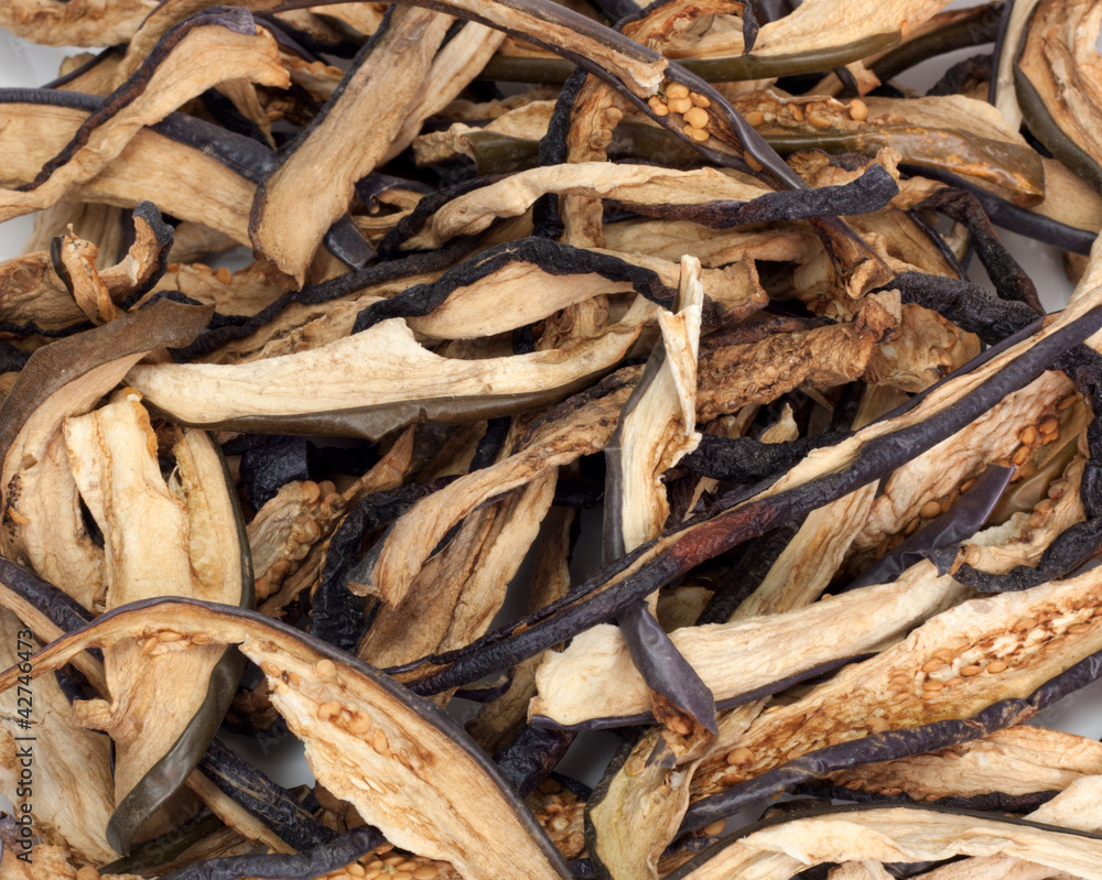 Dried eggplant as a background