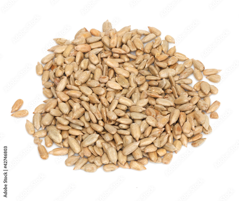 fresh sunflower seeds isolated on a white background fresh sunflower seeds isolated on a white background