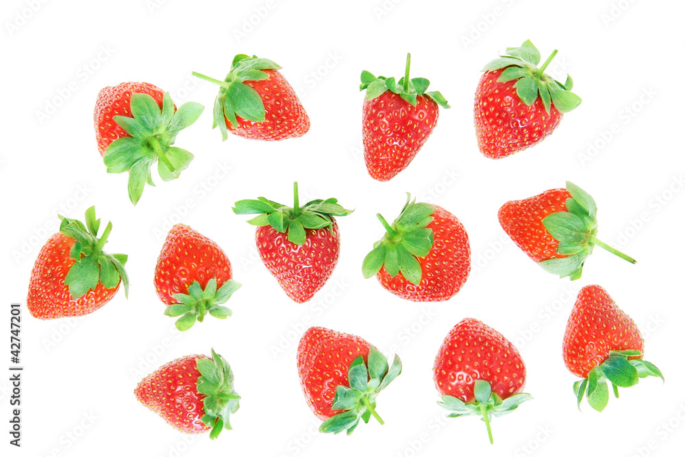 Fresh red strawberries on a white background. Fresh red strawberries on a white background.