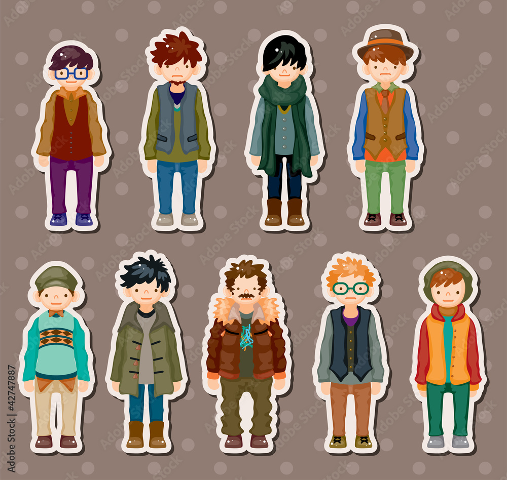 cartoon charming young man stickers cartoon charming young man stickers