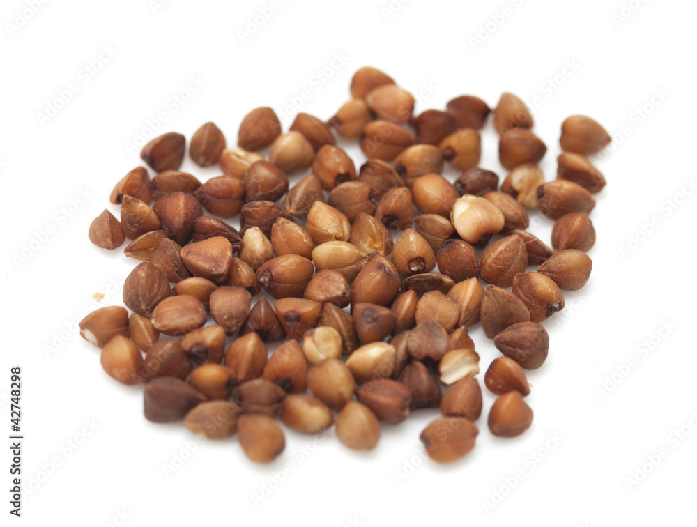 buckwheat on white background. close buckwheat on white background. close