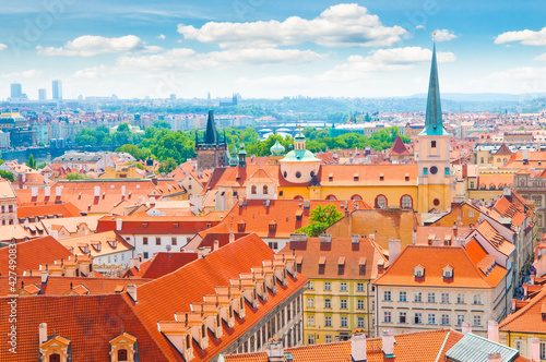 view of Prague city from hill