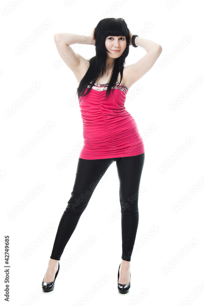 Fototapeta premium beautiful brunette in a red