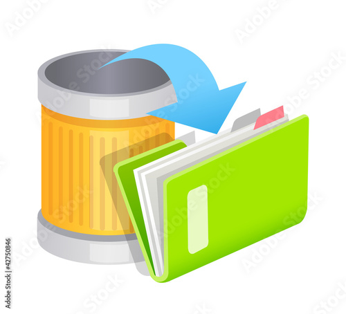 vector icon trash can and file