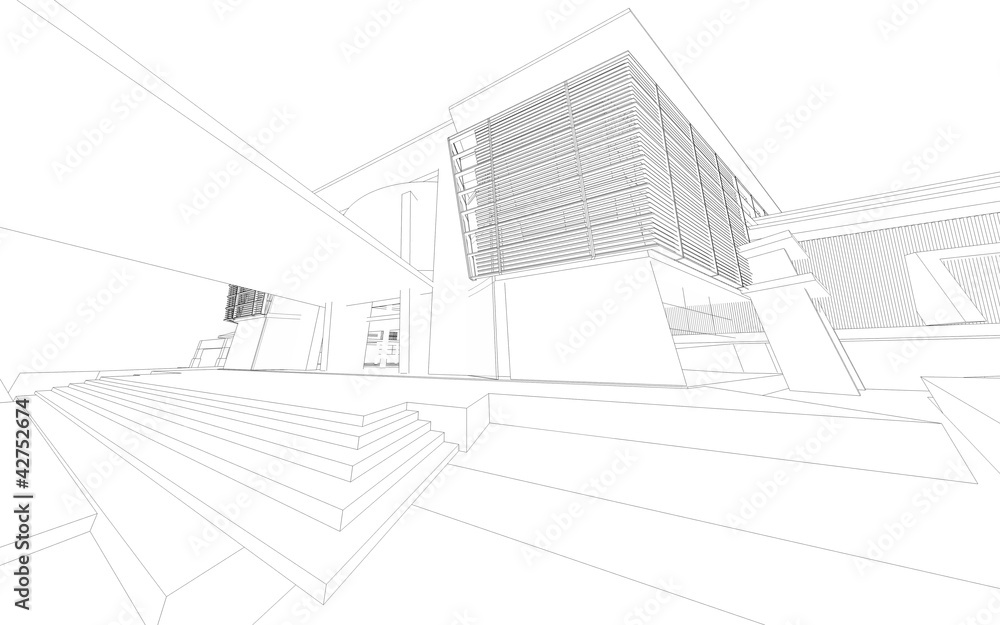 Fototapeta premium Wireframe of building