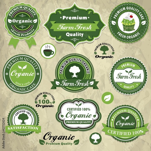 Vintage frame with organic label template set