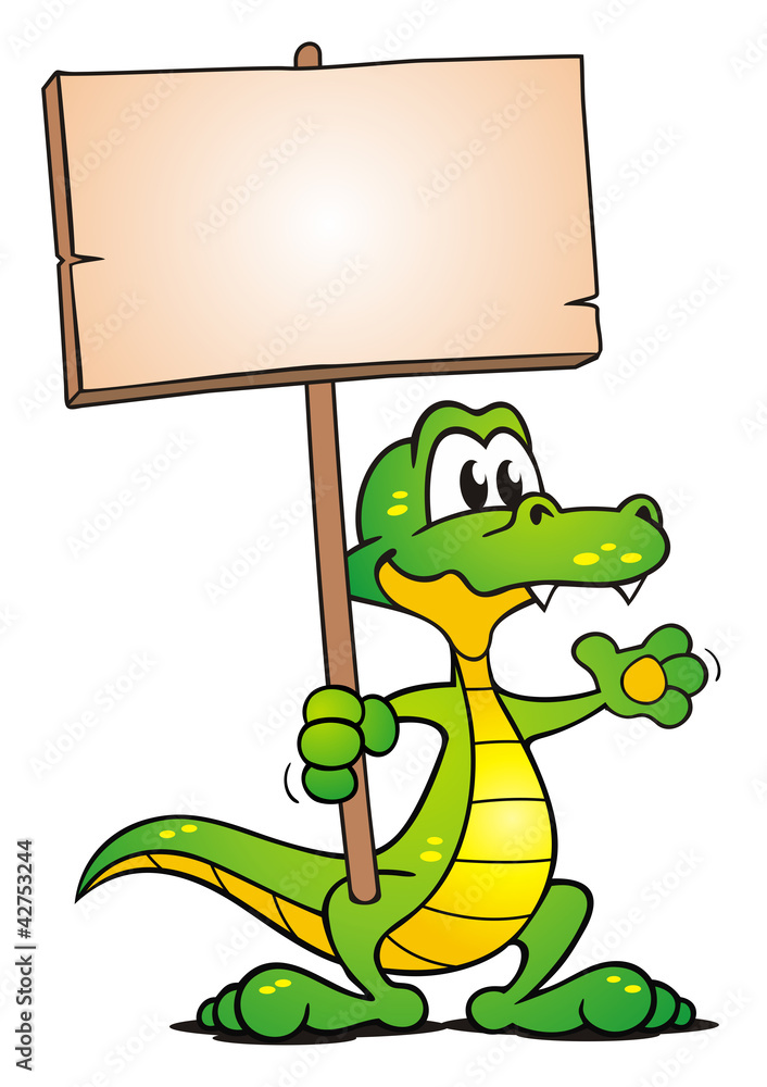 Obraz premium Crocodile holding Board