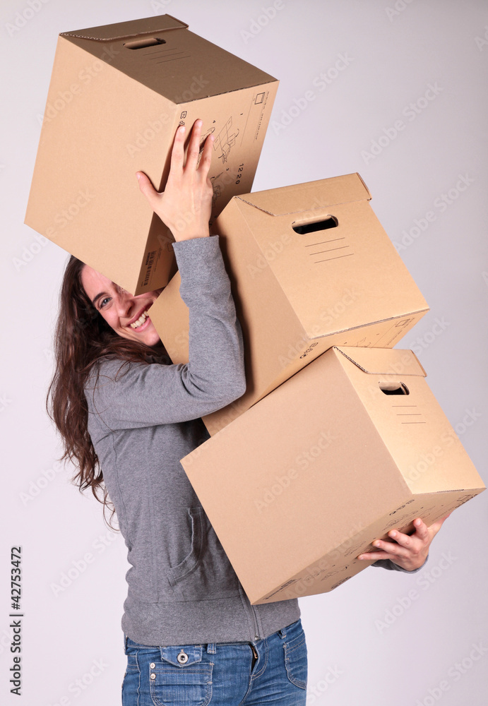 woman holding cardboard woman holding cardboard