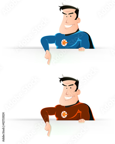 Comic Super Hero Pointing Sign