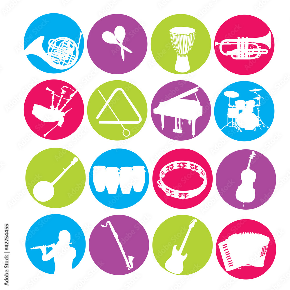 Colorful instrument icon set