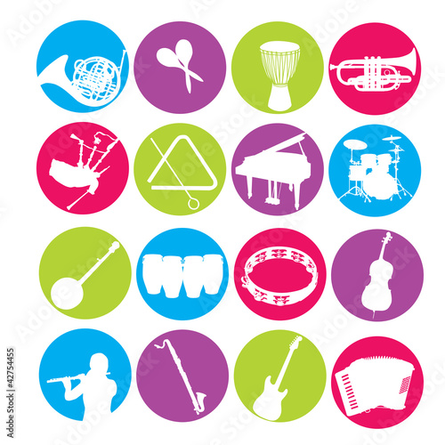 Colorful instrument icon set