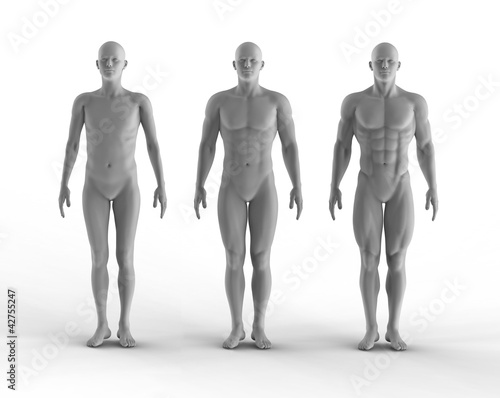 3d render set of portrait bodybuilder