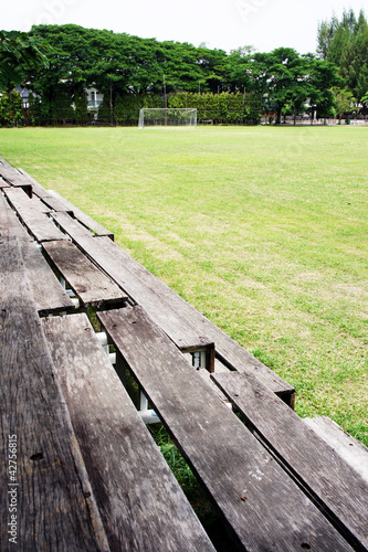 Football field and wood seat