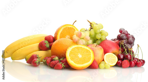 Fototapeta Naklejka Na Ścianę i Meble -  exotic fruits and berries isolated on white