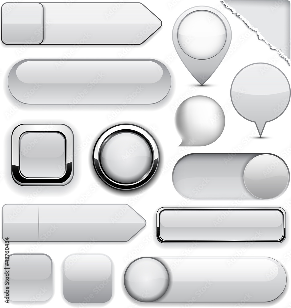 Grey high-detailed modern buttons. Grey high-detailed modern buttons.