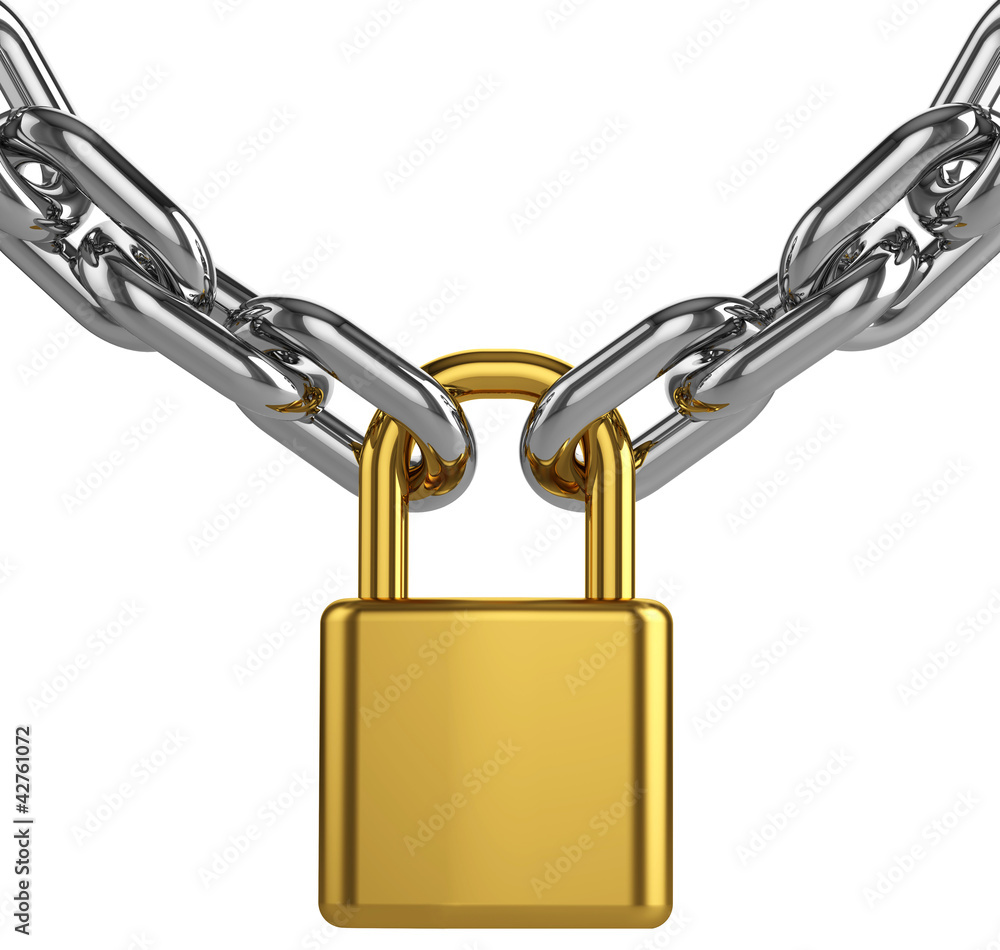gold lock in chains