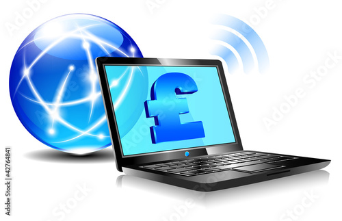 Banking Online Pay by internet Pound Laptop