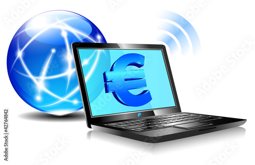 Banking Online Pay by internet Euro Laptop