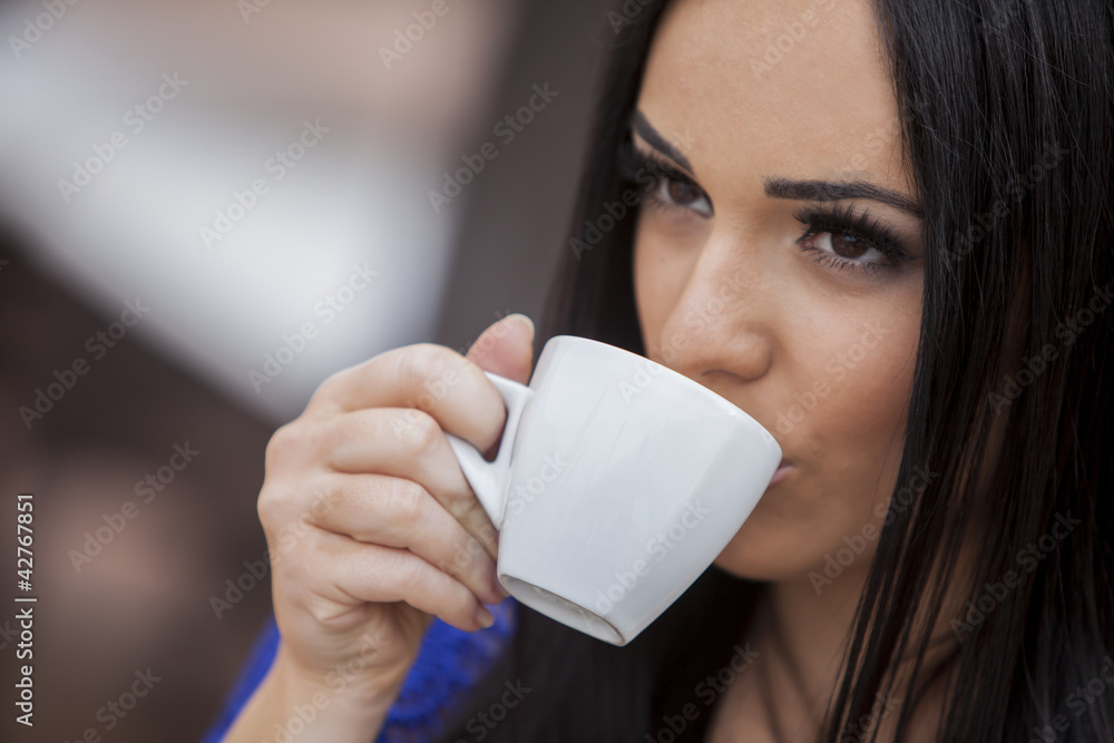 Girl drinking coffee Girl drinking coffee