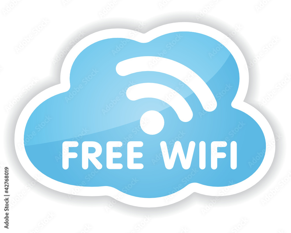 Fototapeta premium Symbol Free WIFI in cloud