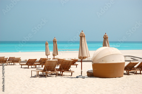 Beach of the luxury hotel, Abu Dhabi, UAE