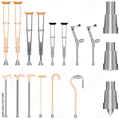 Set of orthopedic equipment (crutches, walking sticks)