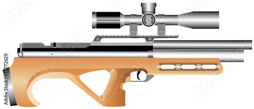 Pneumatic truncated rifle with an telescopic sight