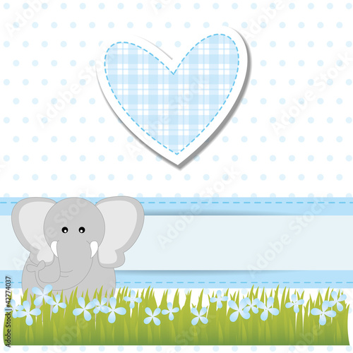 baby shower - bimbo - cuore azzurro ed elefante