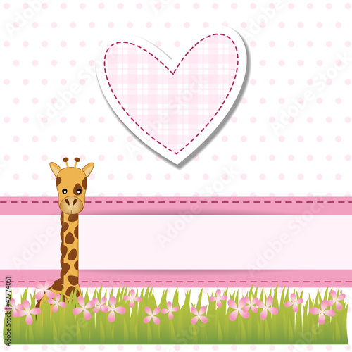 baby shower - bimba - cuore rosa con giraffa
