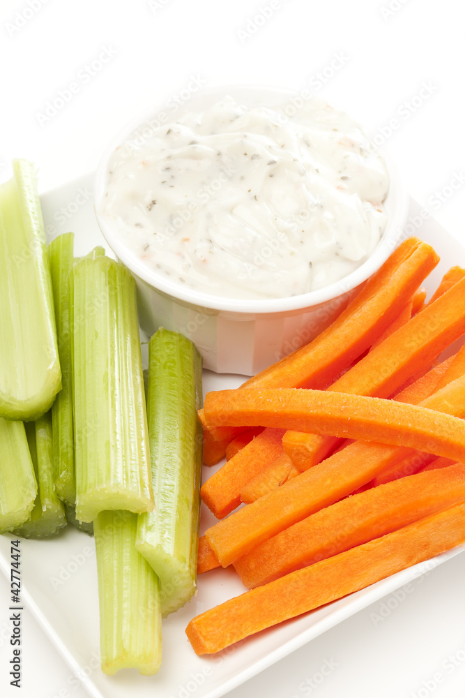 Ranch dressing with carrots and celery Ranch dressing with carrots and celery