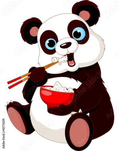 Panda eating rice