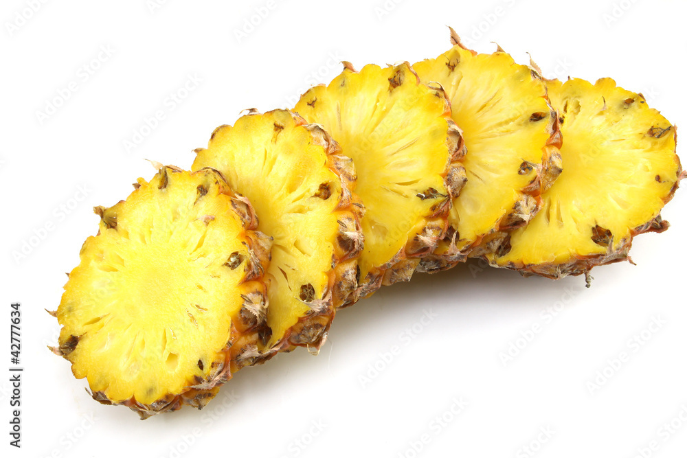 pineapple slices on white background pineapple slices on white background