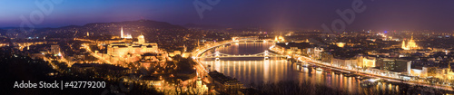 Panoramic view of Budapest at night, Hungary
