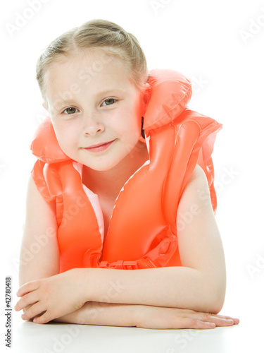 Young girl with lifejacket photo