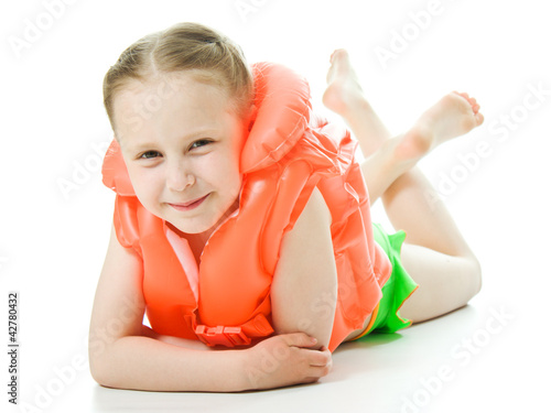 Young girl with lifejacket photo