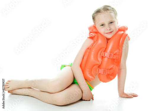 Young girl with lifejacket photo