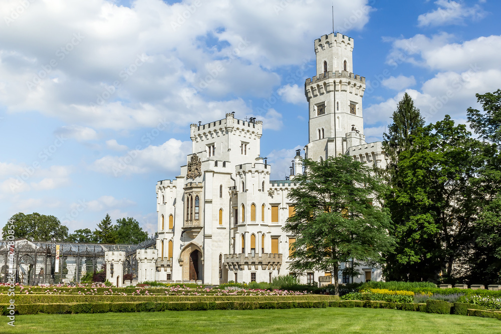 Famous white castle Hluboka nad Vltavou