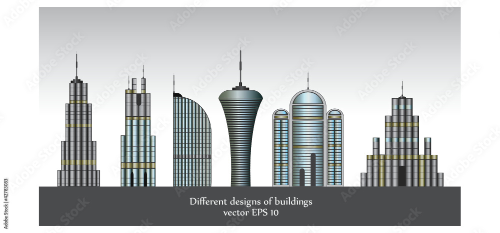 Different designs of buildings vector