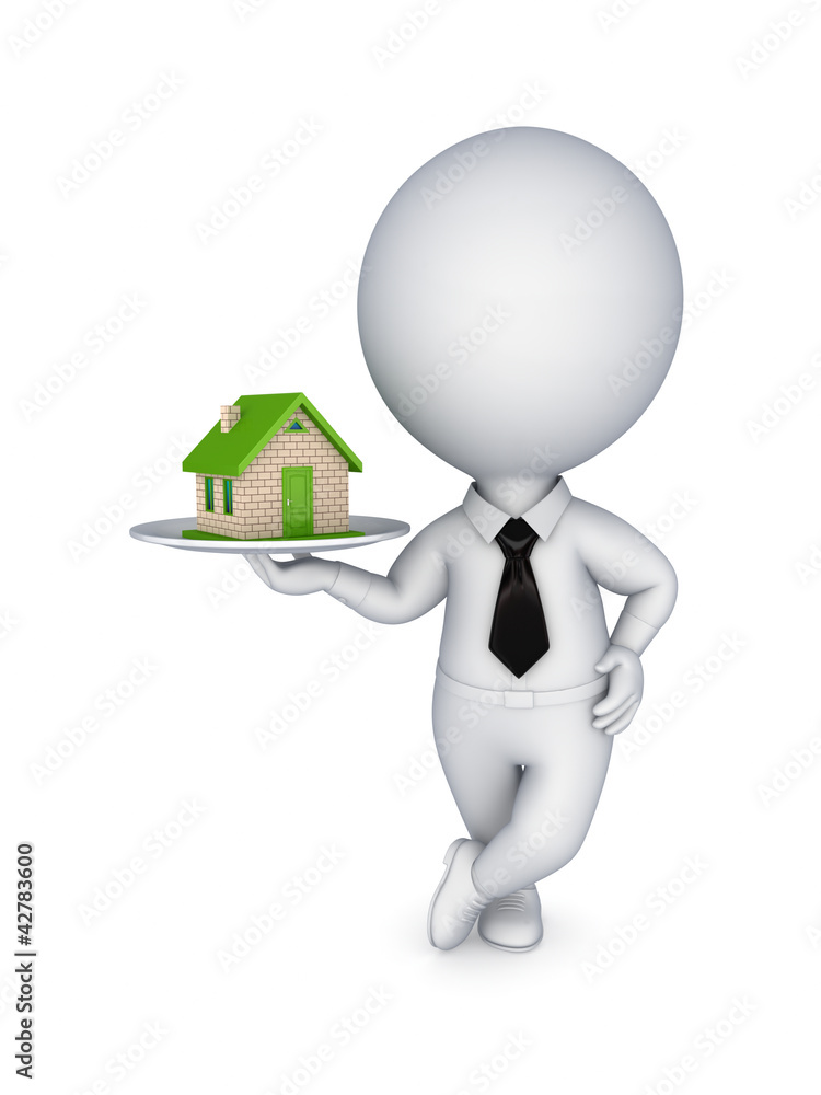 3d person pulling hands to small house.