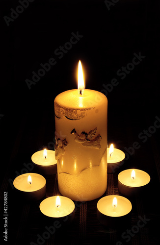 Candles on a black