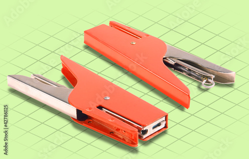 ISOMETRIC Photograph Isolated of a red Stapler