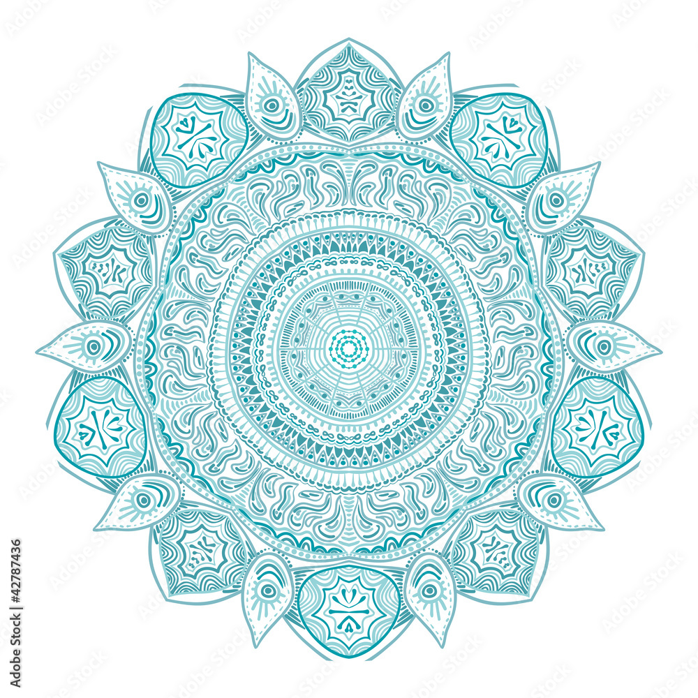 ornamental round lace pattern, circle background with many detai